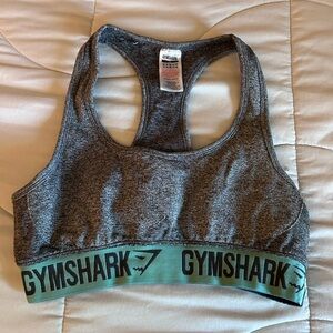 Gymshark Gray and Green Racerback Sports Bra